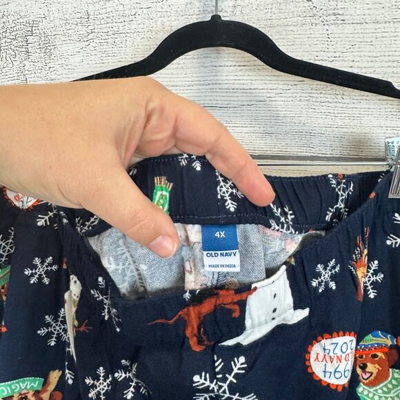 Old Navy Plus Size Navy Winter Dogs Flannel Short Sleeve Pajama Set Size 4X - Picture 10 of 12